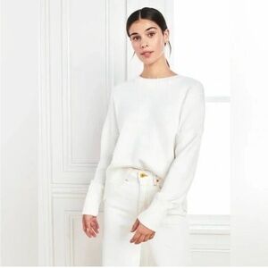 Quince Women's Classic White Crew Neck Sweater White Medium Cotton
